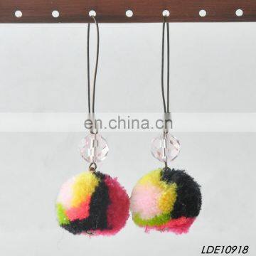 fashion colorful fluffy earrings pom pom earrings
