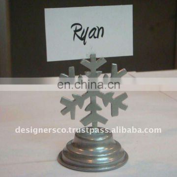 Silver Snowflake Wedding Favor Place Card Holder