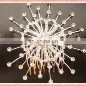 wholesael round silver hair comb ornaments