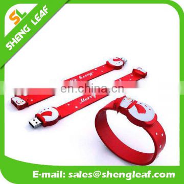 Soft rubber customized Christmas snowman usb bracelet