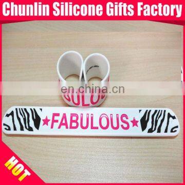 Debossed With Color Filled Silicone Slap Bracelet photo-2