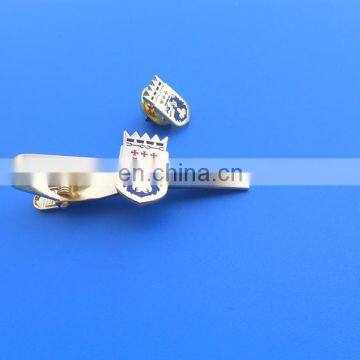 custom printing logo crown tie bar and pin for promotion