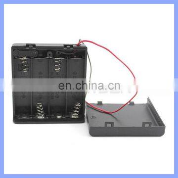 DIY Battery Holder for 4pcs AA with Cover Plastic Battery Storage Case