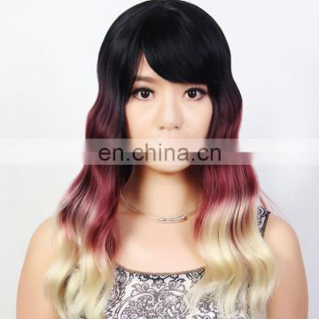 Ombre Color Cheap Wavy Ladies Synthetic Wig