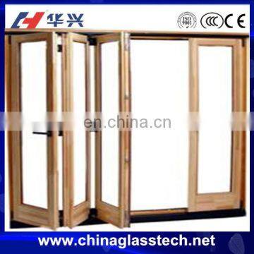 CE anodic oxidation laminated glass wooden Bifold Doors