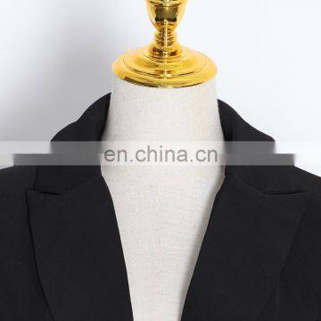 TWOTWINSTYLE Spring Casual Lapel Long Sleeve Bandage Split Slim Black Women's Blazer photo-3