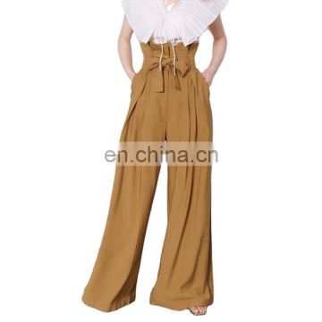 TWOTWINSTYLE High Waist Tunic Patchwork Ruffle Pleated Wide Leg Pant Female