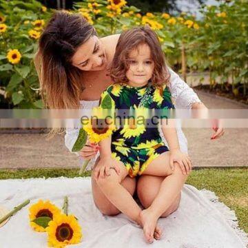 INS Baby Girl Jumpsuit Kids Summer Sunflower Print Romper Short Sleeve photo-3