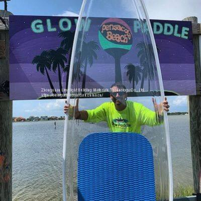 Clear paddle board, clear SUP, transparent SUP, transparent paddle board, see through paddle board, clear SUP board
