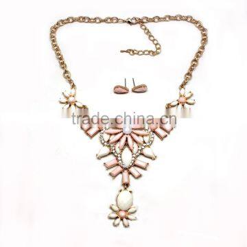 Fashion Necklace And Earring Set Acrylic Stones Casting Charm New Gold Jewelry photo-2
