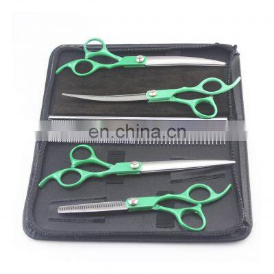 4Pcs 7Inch Gold Handle Hair Cutting Scissors Kit Professional Dog Grooming Hairdressing Scissors Kit Shear Hair Set photo-3