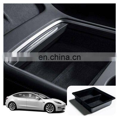 Plastic Interior Car Accessories Center Coin Tray Central Armrest Storage Box Console Organizer For Tesla Model 3 Y 2021