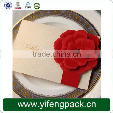 Promotion sale fancy handmade red Chinese wedding card