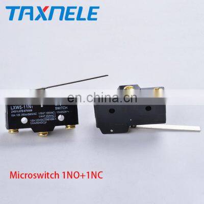 Micro Limit Switch Stroke Switch LXW5-11N1 1NO 1NC Silver Microswitch 3A AC380V, Long Metal Strip Lever Micro Switch