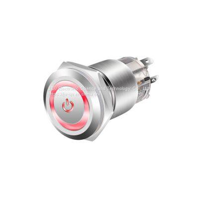 J&V 19MM Circular Luminous Metal Button Switch