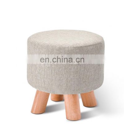 Wooden home shoes changing stool Small round sponge shoe stool