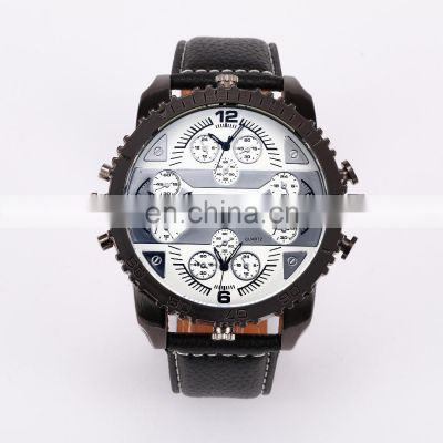 OULM 3233 Leather Strap Chronograph Man Wrist Watch