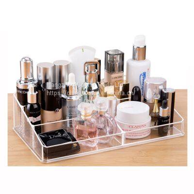 Makeup Organizer, Clear Makeup Storage Box Thick Plastic Organizer Tray 9-Compartment Comestics Counter Organization Holder for Brush, Jewelry, Beauty Supplies photo-3