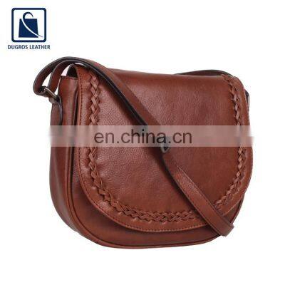 Gold Fitting Zipper Closure Type Fashion Style Genuine Leather Women Sling Bag Exporter