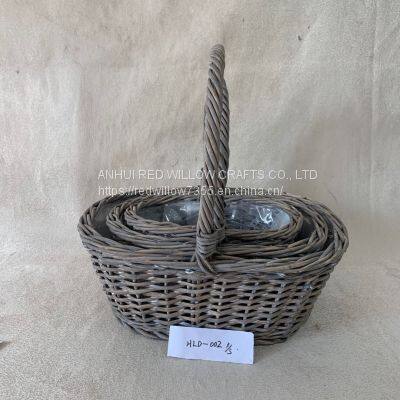 Weave Wicker for Planting Flower Pot Willow Storage Baskets with Handle