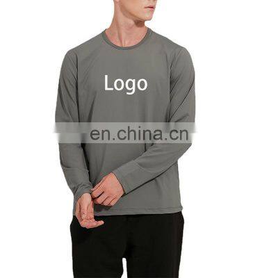 Quick Dry Custom Logo Plus Size Men's Long Sleeve Round Neck T-shirt Gym Fitness Men's High Stretch Pullover