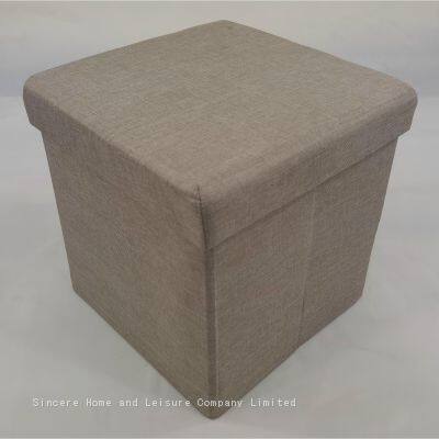 Linen Foldable Storage Ottoman photo-3