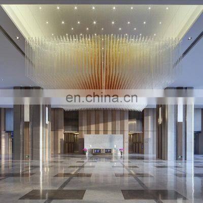Contemporary ceiling luxury chandelier lighting for hotel lobby glass modern large chandelier