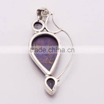 COPPER TURQUOISE PENDANT 925 Sterling Silver Pendant, SILVER JEWELRY EXPORTER,SILVER JEWELRY WHOLESALE,SILVER EXPORTER photo-2