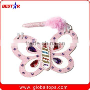 Novelty Spiral Memo Pad with Pen of Butterfly Shape