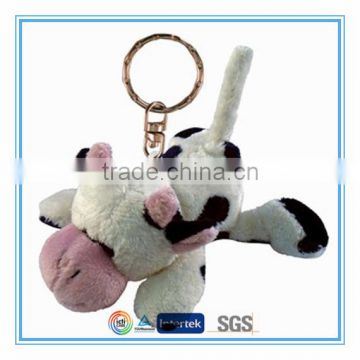 Mini plush cow keychain toy 4" L