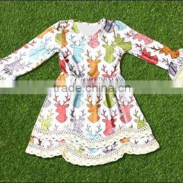 Children clothing 2016 girls dress deer pattern girls summer dress girls party wear dress fall clothing
