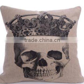 Soft Linen Cotton Material Pillow Case for Car Sofa Home Decor Customized Cushion Cover Case Skull Printed photo-3