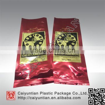 customized printing side gusset with foil coffee packing bag with valve