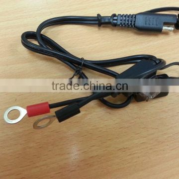 SAE cable to ring terminal UL SPT-2 18AWG cable 500MM with SAE plug and molding FUSE holde power cable