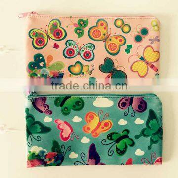 top quality pu material butterfly design digital printing pencil case