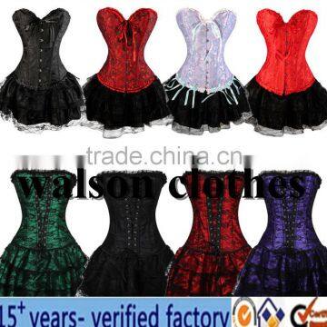 Walson Hot Sale Plus Size Corset Bustier Dress Brocade Party Sexy Burlesque Costume