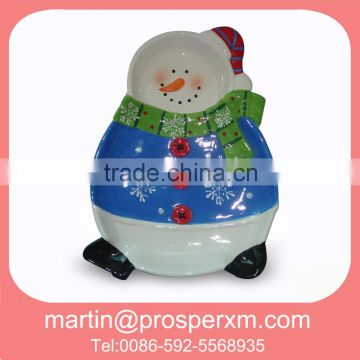 Christmas ceramic snowman dish print