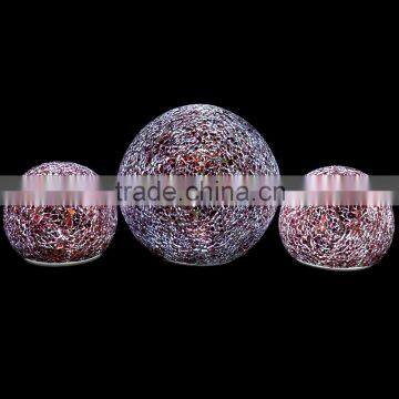 red color mosaic glass ball with led light factory