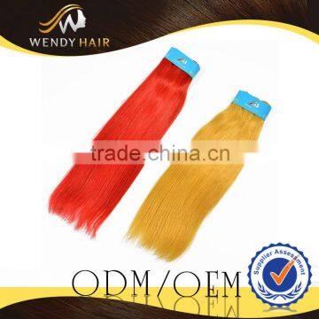 Virgin Remy Indian Human Hair Extensions Full And Red Yellow Color Silky Straight Hair