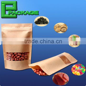 High Quality Brown Kraft paper bags Zipper Pouches with Windows Manufacture in Sangye