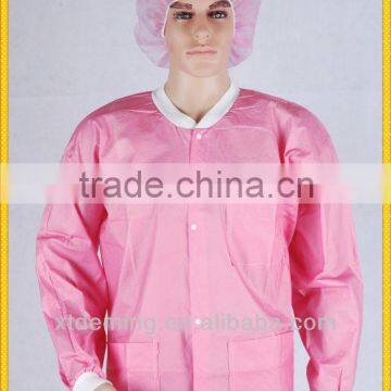 Disposable SMS Lab Coat /PP visitor coat with Knitting cuff and Collar,Buttons