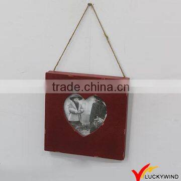 Wall Hanging Small Red Colour Heart Shape Wood Photo Frame