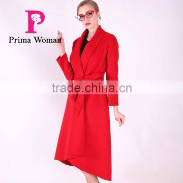 2016 New Design Spring Women Length Slim Fit Wool Coat With Belt photo-6