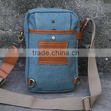 Leisure high-quality denim fancy back pouch multi-pockets waist bag with adjustable strap