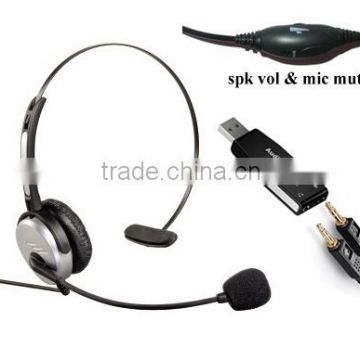 Lightweight Professional USB website Headset USB1001Svcmute