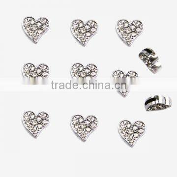 Full Rhinestone Lazy Heart Slide Charms 10MM Design DIY slide Charms