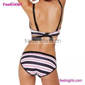 Vintage Stripe High Waist Halter Bikini