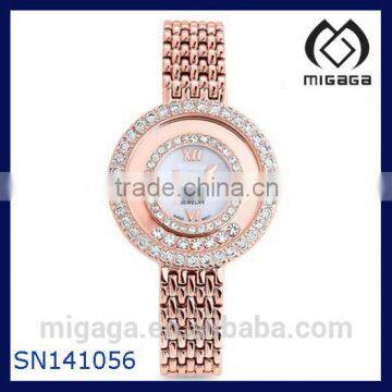 Women Round Shape Cubic Zirconia Bracelet Watch Quartz movement