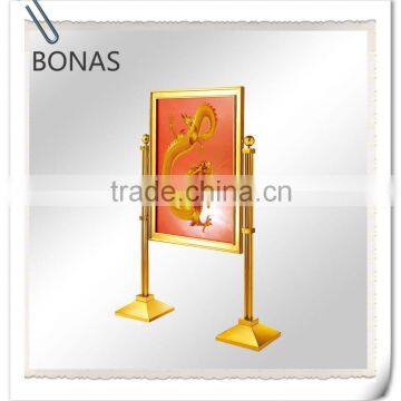 Golden lobby sign stand adjustable