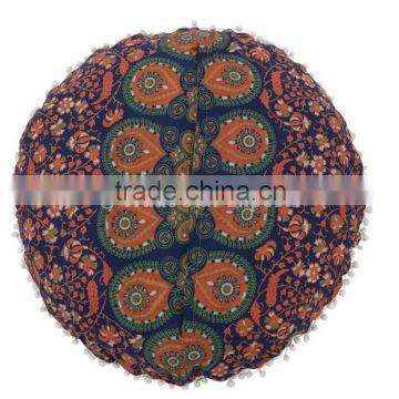 Indian Mandala Pillow Cover Decorative Throw Pillows Large Round Floor Cushions Pom Pom Roundie Boho Pillow Shams photo-3